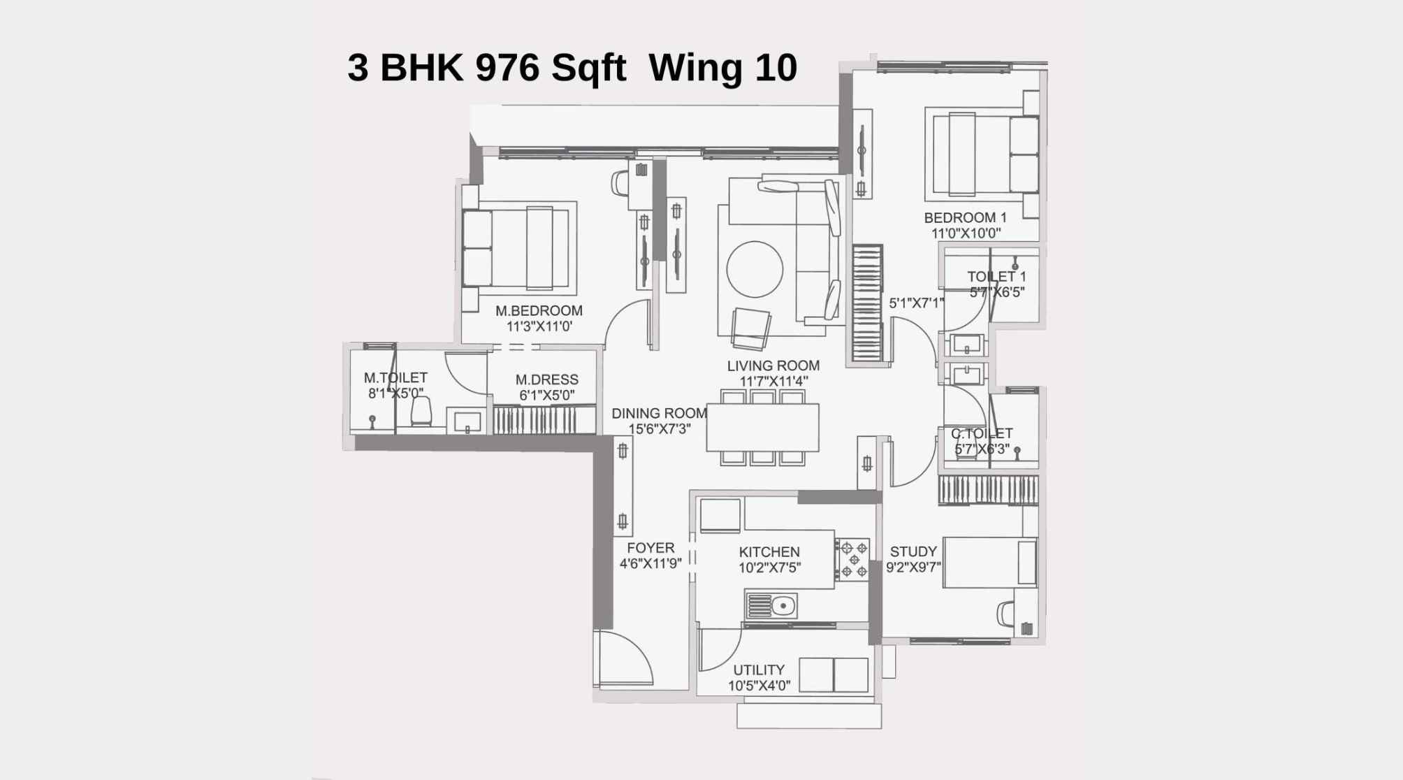 Adani-10-BKC-Floor-Plan-Zone-C-Wing-10-Unit-2-3-BHK-976-Sqft