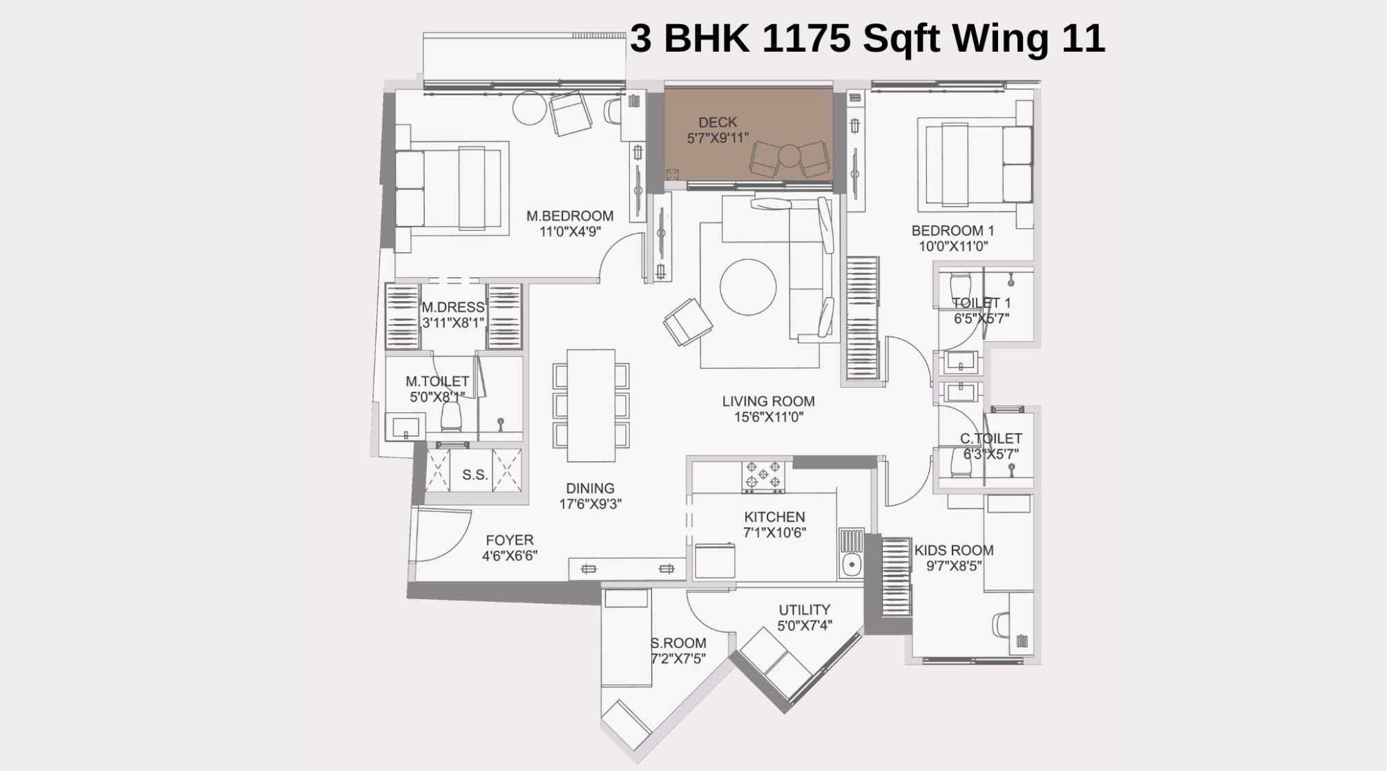 Adani-10-BKC-Floor-Plan-Zone-C-Wing-12-Unit-1-3-BHK-1099-Sqft