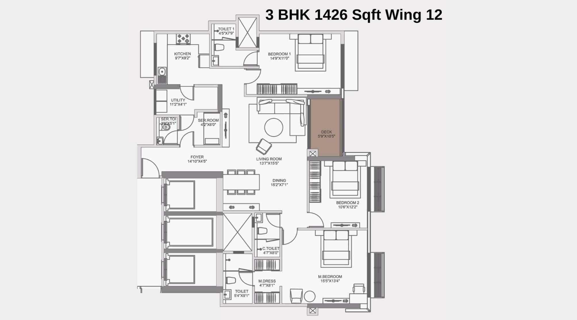 Adani-10-BKC-Floor-Plan-Zone-C-Wing-12-Unit-1-3-BHK-1426-Sqft