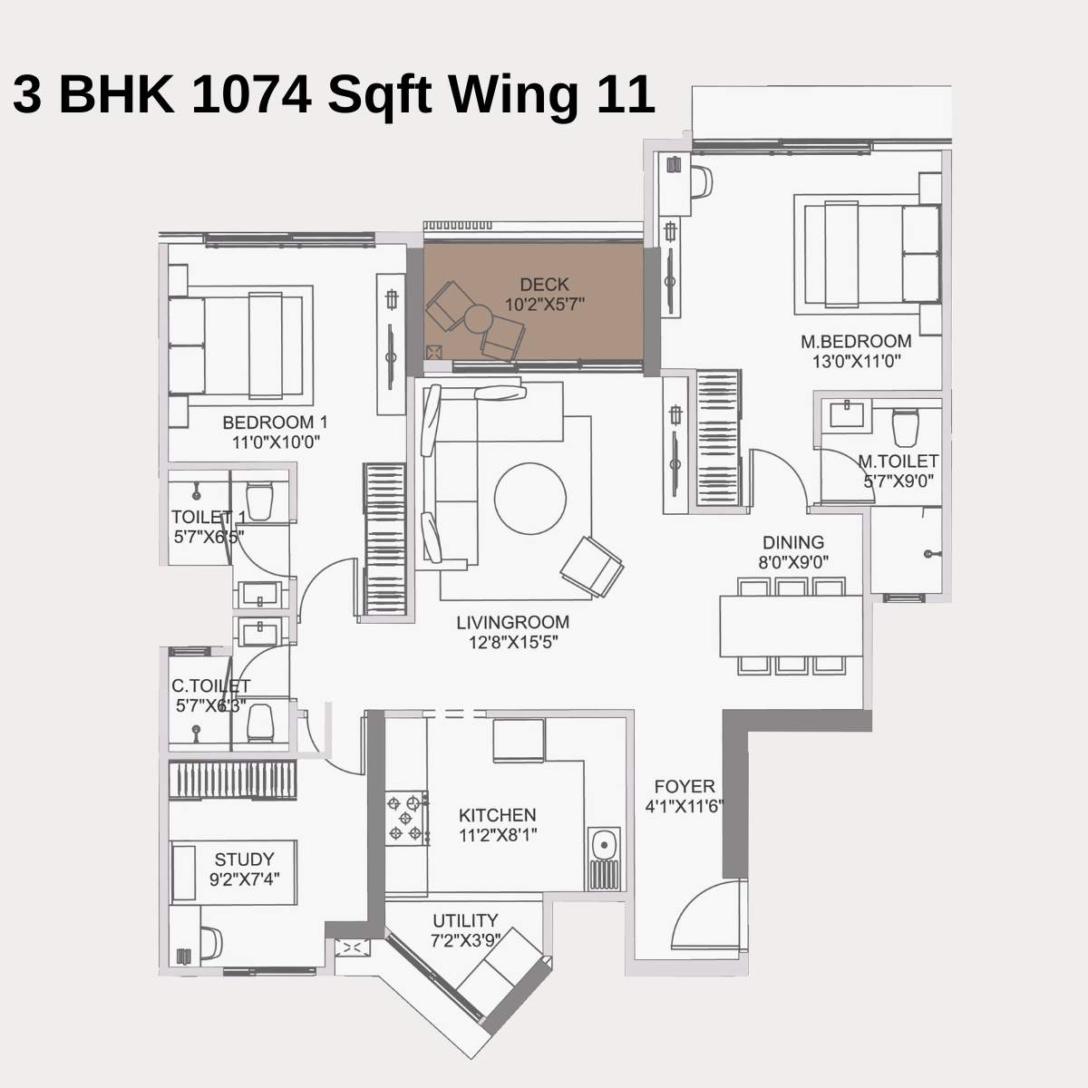 Adani-10-BKC-Floor-Plan-Zone-C-Wing-11-Unit-1-3-BHK-1074-Sqft