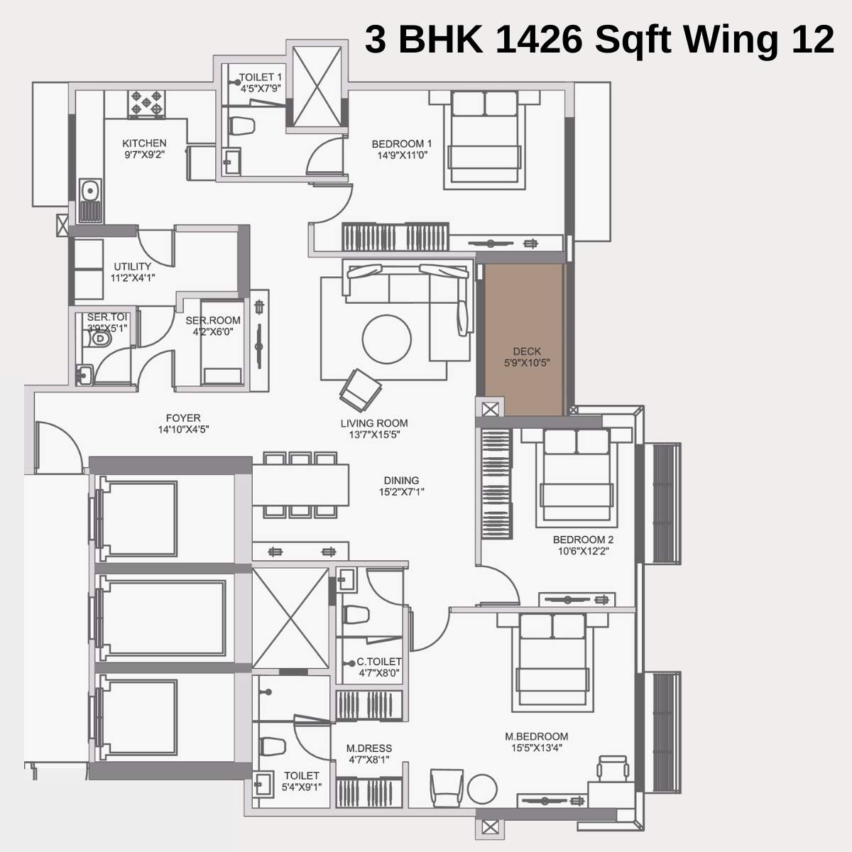 Adani-10-BKC-Floor-Plan-Zone-C-Wing-12-Unit-1-3-BHK-1426-Sqft