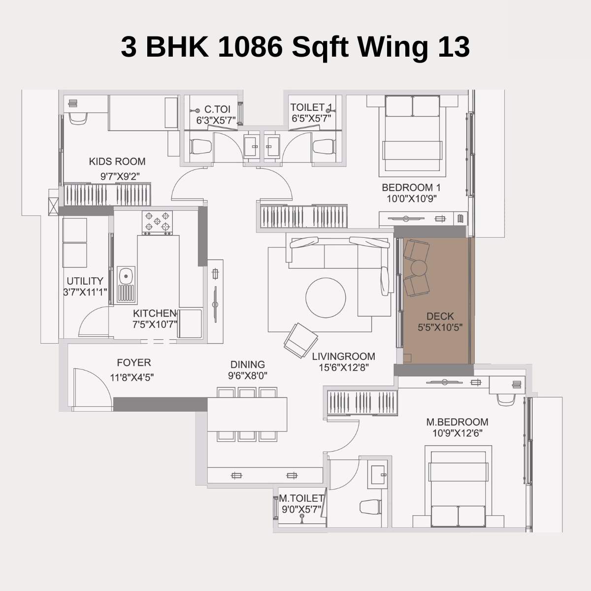 Adani-10-BKC-Floor-Plan-Zone-C-Wing-13-Unit-1-3-BHK-1086-Sqft