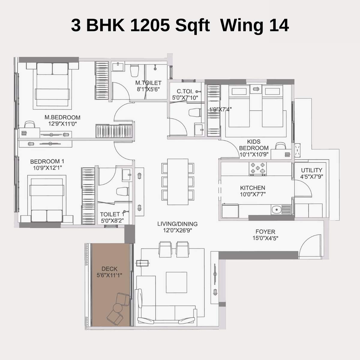 Adani-10-BKC-Floor-Plan-Zone-C-Wing-14-Unit-2-3-BHK-1205-Sqft