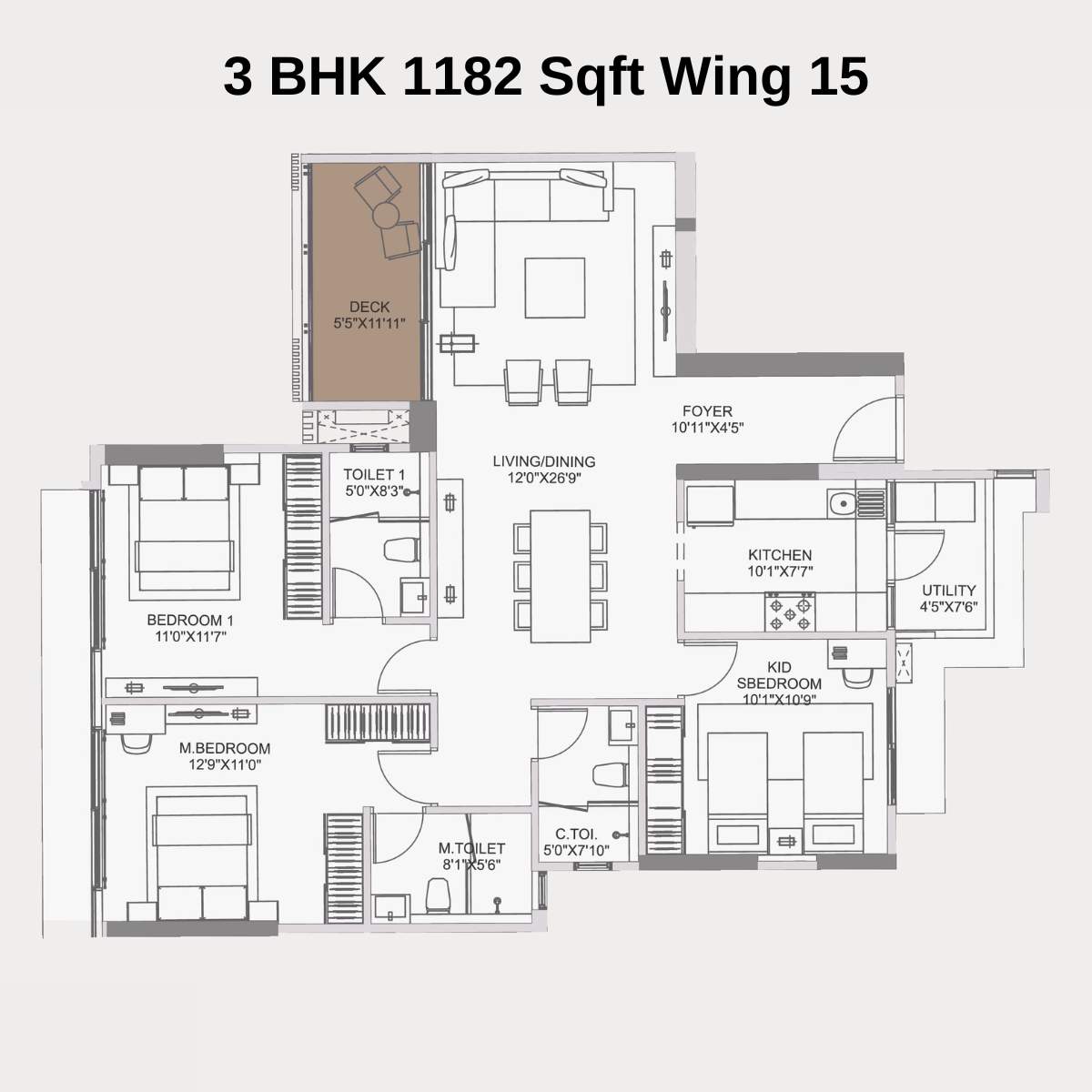 Adani-10-BKC-Floor-Plan-Zone-C-Wing-15-Unit-1-3-BHK-1182-Sqft